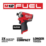 Milwaukee M12 FUEL 12-Volt Brushless Cordless 4-in-1 Installation 3/8 in. Drill Driver & SURGE Impact Driver Combo Kit
