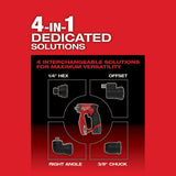 Milwaukee M12 FUEL 12V Li‑Ion Brushless Cordless 4‑in‑1 Installation 3/8 in. Drill/Driver Kit with 4 Heads + PACKOUT Bit Set (60‑Pc)