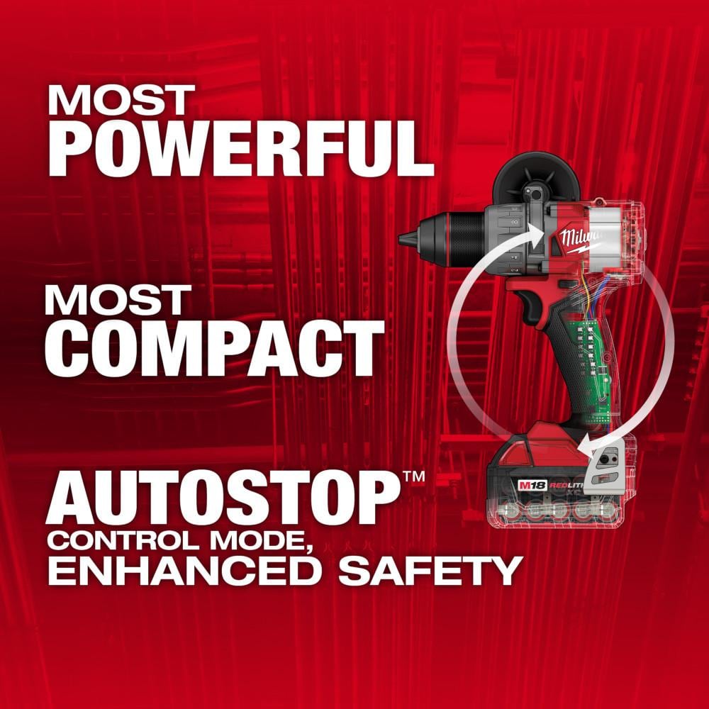 Milwaukee M18 FUEL 18V Lithium-Ion Brushless Cordless 1/2 in. Drill/Driver Kit with (2) 5.0Ah Batteries, Charger and Hard Case