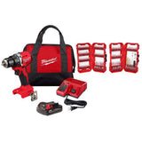 Milwaukee M18 18V Lithium-Ion Brushless Cordless Compact Drill/Driver Kit with 2.0Ah Battery, M18/M12 Charger & 120-Piece Bit Set