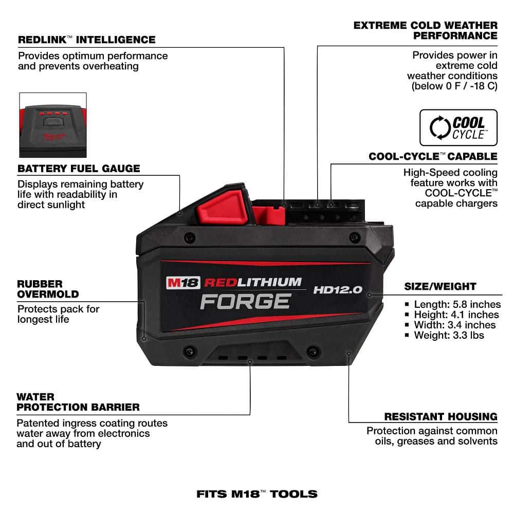 Milwaukee M18 18V Lithium-Ion REDLITHIUM FORGE HD12.0 Battery Pack (8-Pack)
