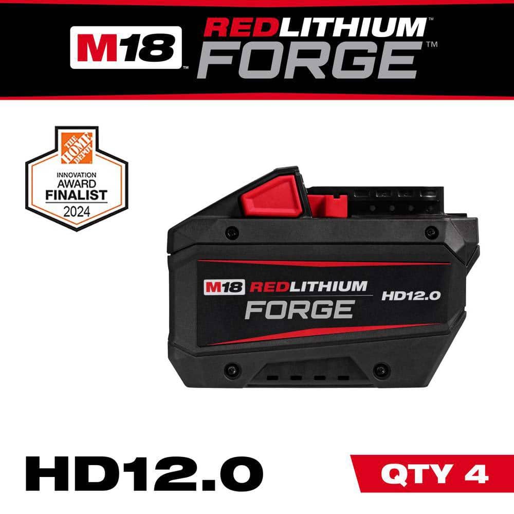 Milwaukee M18 18V REDLITHIUM FORGE HD12.0 Battery Pack, 12.0Ah (4-Pack)