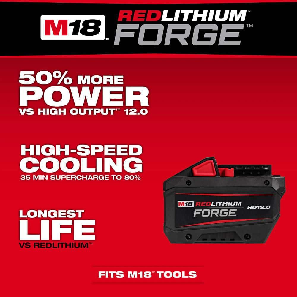 Milwaukee M18 18V REDLITHIUM FORGE HD12.0 Battery Pack, 12.0Ah (4-Pack)