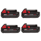 Milwaukee M18 18-Volt REDLITHIUM CP2.0 Compact Battery Pack, 2.0Ah (4-Pack)