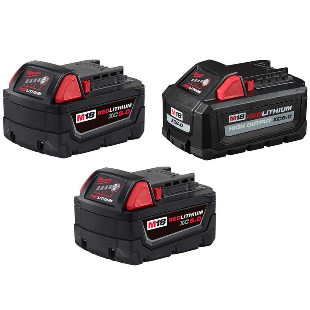 Milwaukee M18 18-Volt Lithium-Ion (1) High Output 6.0Ah Battery and (2) 5.0Ah Battery (3-Pack)