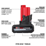 Milwaukee M12 12-Volt REDLITHIUM High Output XC5.0 Battery Pack (5.0Ah) – 3-Pack