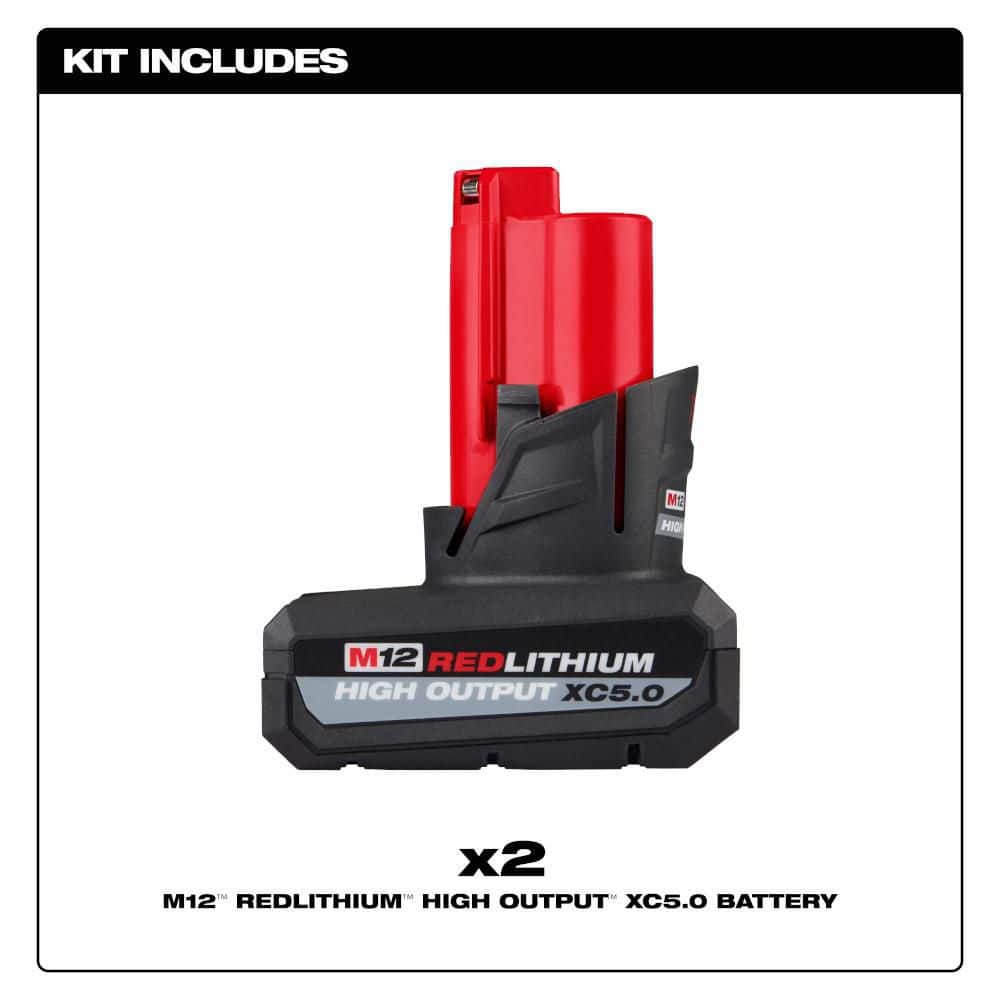 Milwaukee M12 12-Volt REDLITHIUM High Output XC5.0 Battery Pack (5.0Ah) – 3-Pack