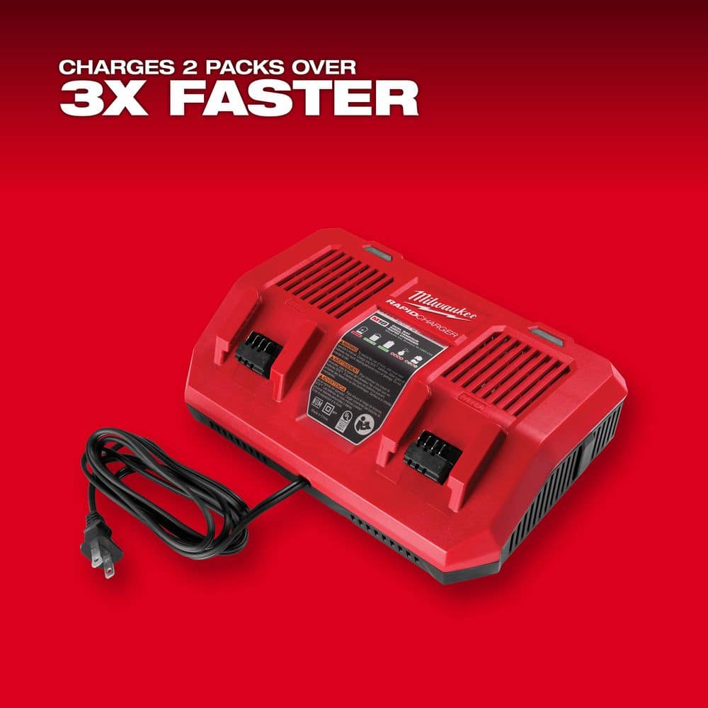 Milwaukee M18 18-Volt Lithium-Ion Dual Bay Rapid Battery Charger with 3.0Ah Battery Pack (2-Pack)