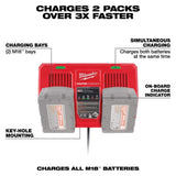 Milwaukee M18 18-Volt Lithium-Ion Dual Bay Rapid Battery Charger with 3.0Ah Battery Pack (2-Pack)