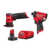 Milwaukee M12 FUEL 12-Volt Lithium-Ion Brushless Cordless Detail Sander & M12 FUEL 1/4 in. Hex Impact Driver w/Battery & Charger
