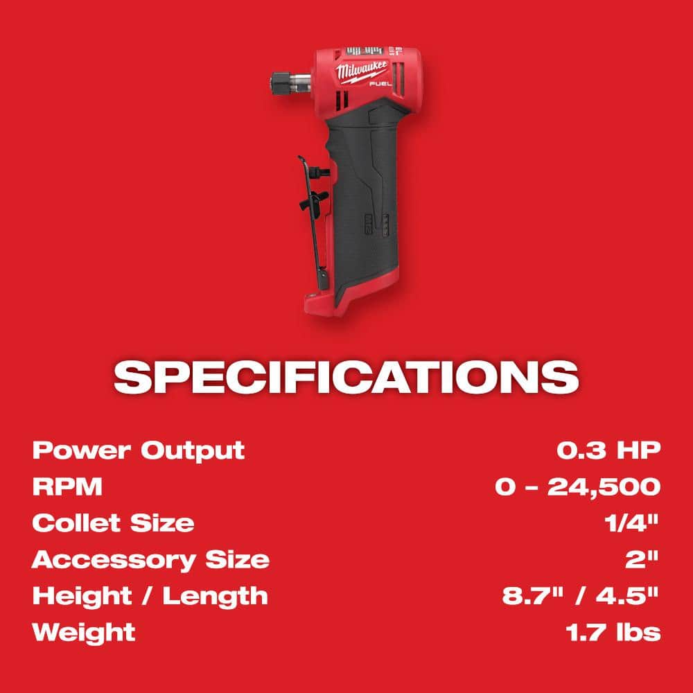 Milwaukee M12 FUEL 12V Lithium-Ion Brushless Cordless 1/4 in. Right Angle Die Grinder/Ratchet/Cut Off Saw Combo Kit