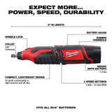 Milwaukee M12 12V Lithium-Ion Cordless Drill/Driver & Impact Driver Combo Kit (2-Tool) with M12 Rotary Tool, 2494-22-2460-20