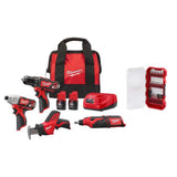 Milwaukee M12 12V Li-Ion Cordless 4-Tool Combo Kit with (2) Compact 1.5Ah Batteries, Charger + Reciprocating Saw Blade Set (32-Pc)