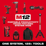 Milwaukee M12 12V Lithium-Ion Cordless Combo Kit (5-Tool) with Two 1.5Ah Batteries, Charger, Bag with PACKOUT Hole Saw Set (10-Pc)