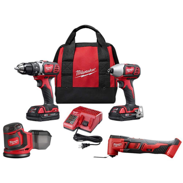 Milwaukee M18 18V Lithium-Ion Cordless Drill/Driver, Impact Driver & Reciprocating Saw Combo Kit (3-Tool) with Random Orbit Sander