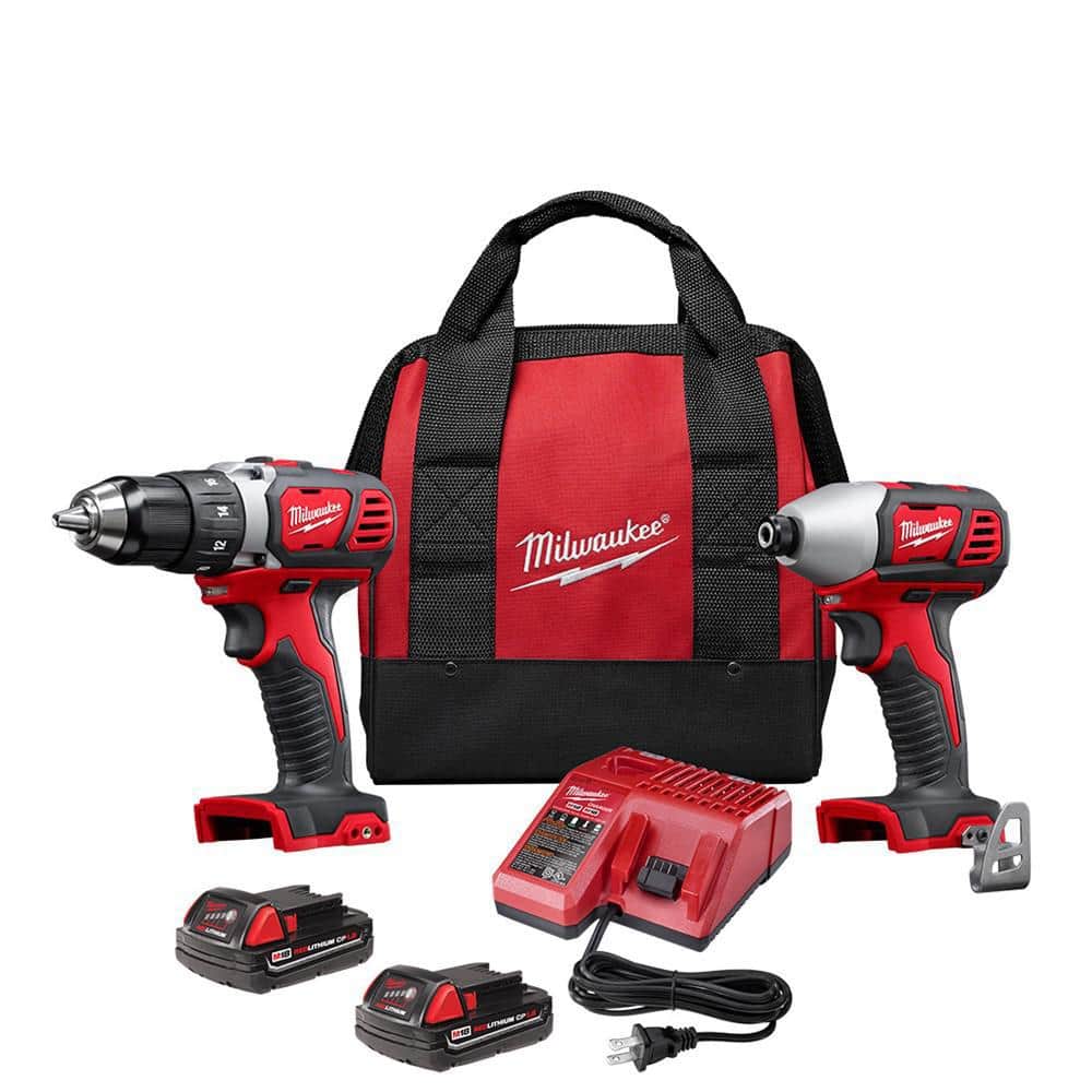 Milwaukee 2691-22 M18 18-Volt Compact Drill/Driver & 1/4 in. Impact Driver Combo Kit with 2 Batteries, Charger & Bag