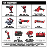 Milwaukee M18 18-Volt Lithium-Ion Cordless 7-Tool Combo Kit with 2 Batteries, Charger, Tool Bag + 120-Piece Bit Set
