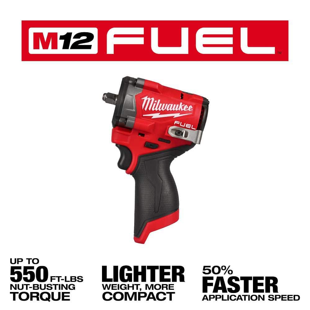 Milwaukee M12 FUEL 12V Cordless Drill/Driver, 3/8 in. Impact Wrench & 3/8 in. High-Speed Ratchet Combo Kit with Batteries, Charger & Bag