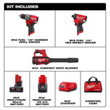 Milwaukee M12 FUEL 12-Volt Li-Ion Brushless Cordless Hammer Drill & Impact Driver Combo Kit with 2 Batteries, Charger, Bag & 60-Pc Bit Set