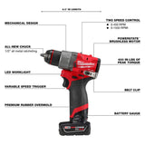 Milwaukee M12 FUEL 12-Volt Brushless Cordless Hammer Drill & Impact Driver Combo Kit with 2.0Ah Battery