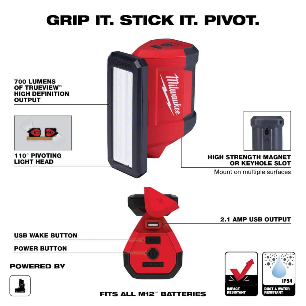Milwaukee M12 FUEL 12-Volt Lithium-Ion Brushless Cordless Hammer Drill & Impact Driver Combo Kit with M12 ROVER Service Light