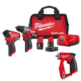 Milwaukee M12 FUEL 12-Volt Cordless Hammer Drill & Impact Driver Combo Kit with M12 FUEL 4-in-1 Installation 3/8 in. Drill Driver