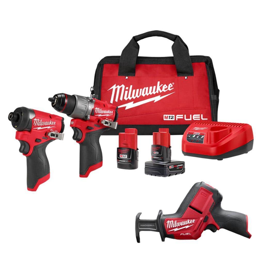 Milwaukee M12 FUEL 12-Volt Li-Ion Brushless Cordless Hammer Drill & Impact Driver Combo Kit (2-Tool) with M12 HACKZALL