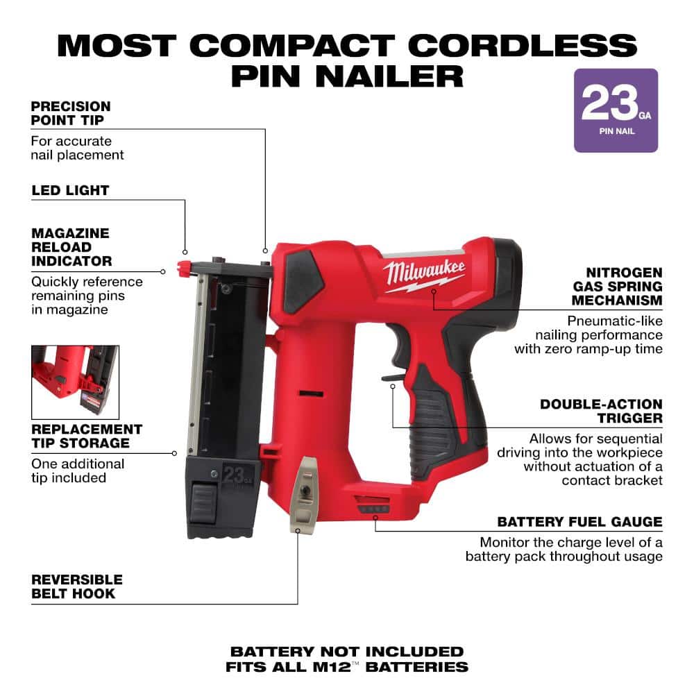 Milwaukee M12 FUEL 12V Cordless Hammer Drill & Impact Driver with M12 23‑Gauge Pin Nailer and M12 FUEL Oscillating Multi‑Tool Combo Kit