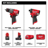 Milwaukee M12 FUEL 12V Cordless Hammer Drill & Impact Driver with M12 23‑Gauge Pin Nailer and M12 FUEL Oscillating Multi‑Tool Combo Kit