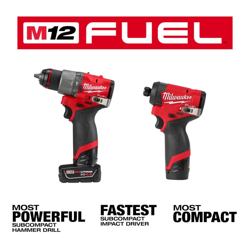 Milwaukee M12 FUEL 12-Volt Brushless Cordless Hammer Drill & Impact Driver Combo Kit with 2.0Ah Battery