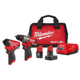 Milwaukee M12 FUEL 12-Volt Brushless Cordless Hammer Drill & Impact Driver Combo Kit with 2.0Ah Battery