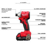 Milwaukee M18 18V Brushless Cordless Compact Drill/Impact Combo Kit w/(2) 2.0Ah Batteries, Charger, Bag & 100-Pc Bit Set