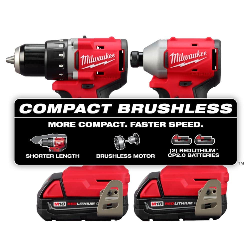 Milwaukee M18 18V Lithium-Ion Brushless Cordless Compact Drill/Impact Combo Kit (2-Tool) with SAWZALL Reciprocating Saw