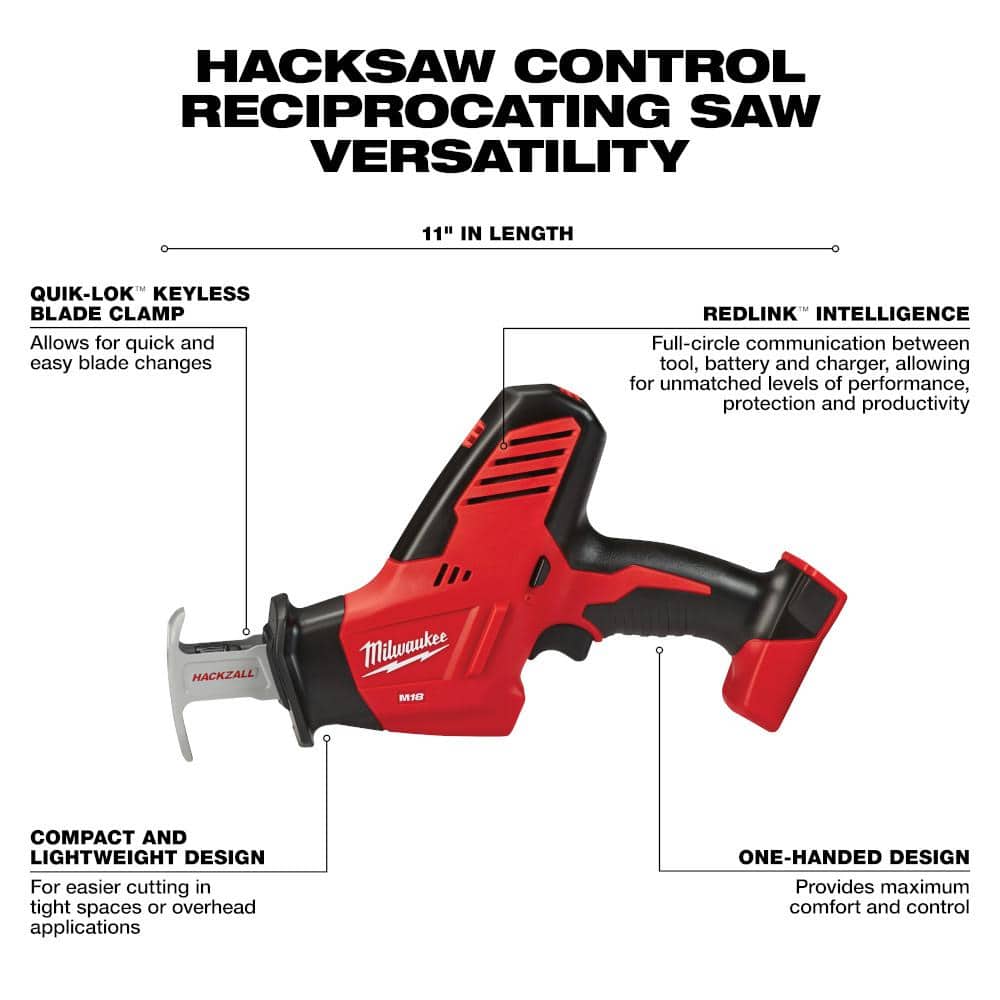 Milwaukee M18 18-Volt Brushless Cordless Compact Drill/Impact Combo Kit with M18 HACKZALL Reciprocating Saw (3692-22CT-2625-20)