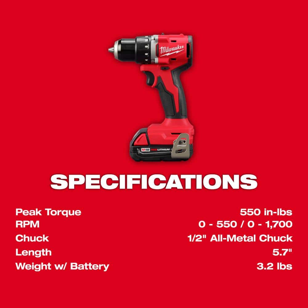 Milwaukee M18 18-Volt Lithium-Ion Brushless Cordless Compact Hammer Drill/Impact Combo Kit with 2 Batteries & M18 FUEL SAWZALL