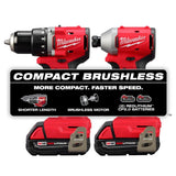 Milwaukee M18 18V Brushless Cordless Drill/Impact Combo Kit (2-Tool) with (2) CP2.0 Batteries, Charger & Bag