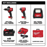 Milwaukee M18 FUEL 18-Volt Lithium-Ion Brushless Cordless 2-Tool Combo Kit with 2 Batteries, Charger and AC/DC LED Flood Light