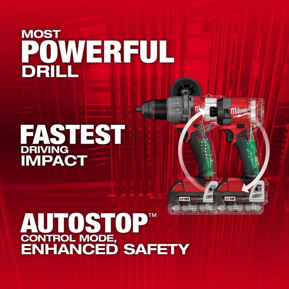 Milwaukee M18 FUEL 18-Volt Lithium-Ion Brushless Cordless 2-Tool Combo Kit with 2 Batteries, Charger and AC/DC LED Flood Light