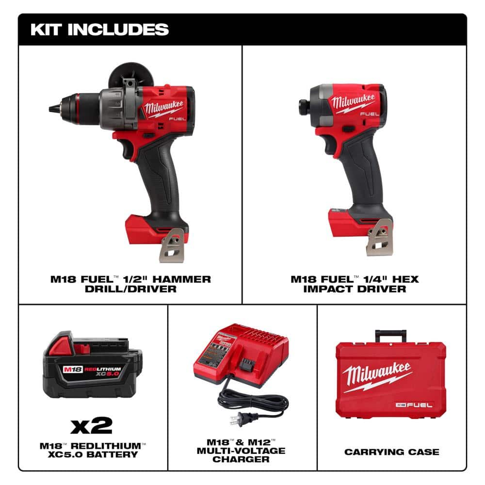 Milwaukee M18 FUEL 18V Lithium-Ion Brushless Cordless Combo Kit w/M18 7-1/4 in. Circular Saw & 5.0ah Battery