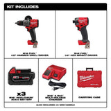 Milwaukee M18 18-Volt Brushless Cordless Hammer Drill & Impact Driver Combo Kit with Bonus 5.0Ah Battery
