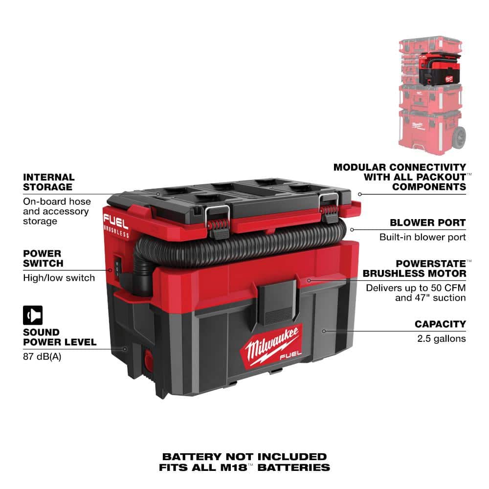 Milwaukee M18 FUEL 18-Volt Lithium-Ion Brushless Cordless Combo Kit (7-Tool) w/M18 FUEL PACKOUT Vacuum
