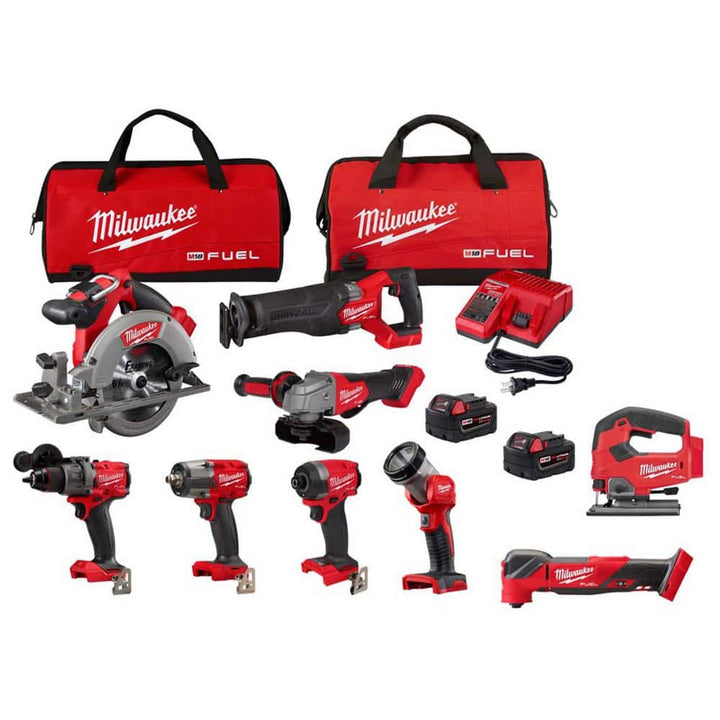 Milwaukee M18 FUEL 18V Lithium‑Ion Brushless Cordless 7‑Tool Combo Kit w/ Multi‑Tool & Jig Saw, Two 5.0Ah Batteries