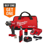 Milwaukee M18 FUEL 18V Mid‑Torque 1/2 in. Impact Wrench & M12 FUEL 3/8 in. High‑Speed Ratchet Combo Kit (Batteries & Charger)