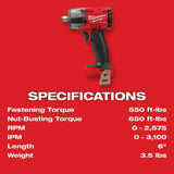 Milwaukee M18 FUEL 18V Mid‑Torque 1/2 in. Impact Wrench & M12 FUEL 3/8 in. High‑Speed Ratchet Combo Kit (Batteries & Charger)