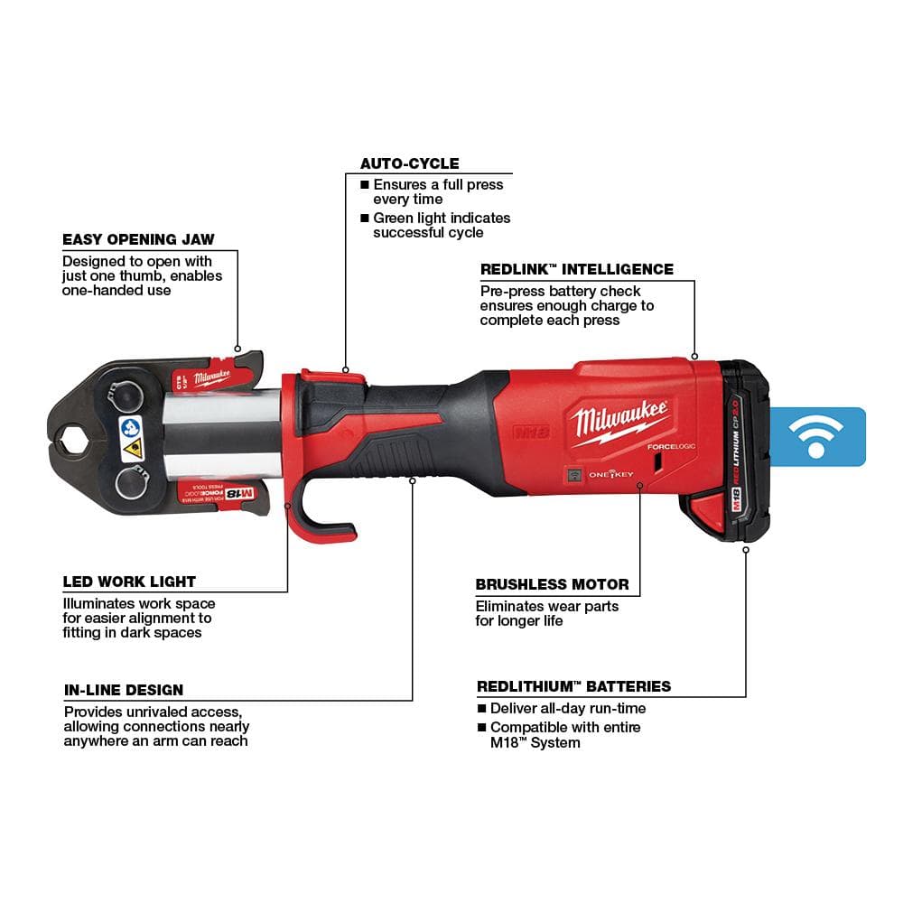 Milwaukee M18 18-Volt Lithium-Ion Brushless Cordless FORCE LOGIC Press Tool with ONE-KEY (Tool-Only)