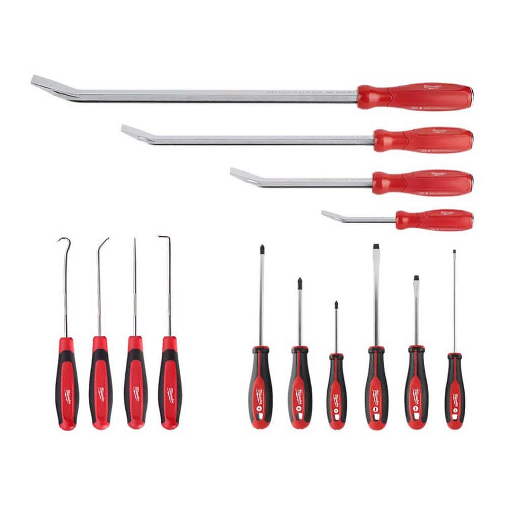 Milwaukee Pry Bar, Hook & Pick, and Screwdriver Mechanic Tool Set (14-Piece)