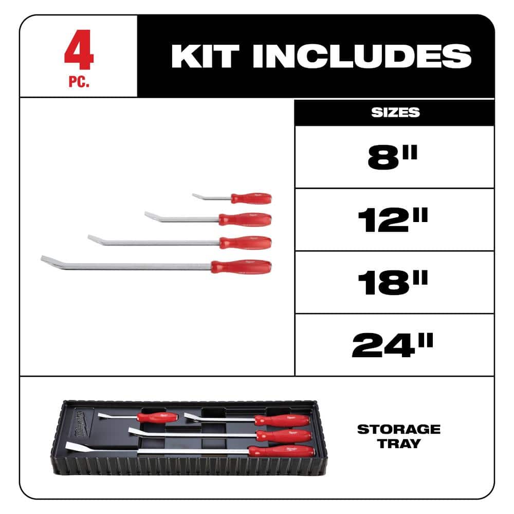 Milwaukee Pry Bar, Hook & Pick, and Screwdriver Mechanic Tool Set (14-Piece)