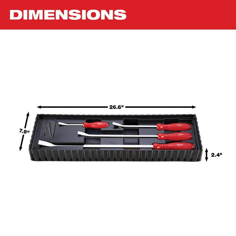 Milwaukee Pry Bar Set (4-Piece) — 8, 12, 18, 24 in. Bars with Storage Tray