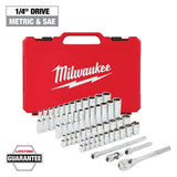 Milwaukee 1/4 in. Drive SAE/Metric Ratchet & Socket Mechanics Tool Set with 9 in. Extended Ratchet (51-Piece)