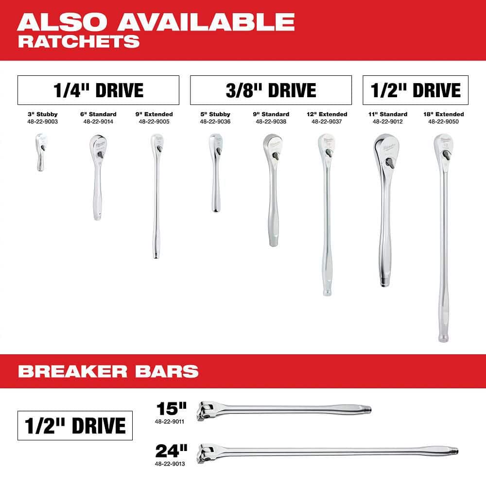 Milwaukee 1/4 in. Drive SAE/Metric Ratchet & Socket Mechanics Tool Set with 9 in. Extended Ratchet (51-Piece)